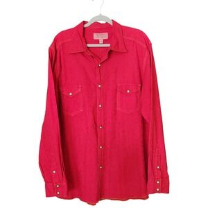Ryan Michael Western Shirt Men's XXL Red Metal Snap Button Cowboy Rodeo Jacquard